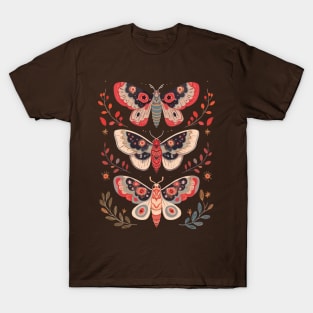 Folk Art Botanical Moths T-Shirt